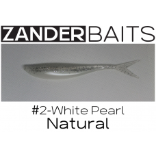 ZanderBaits silikona DROP SHOT māneklis V-Tail FAT 5.5’ 14cm #2-White Pearl Natural