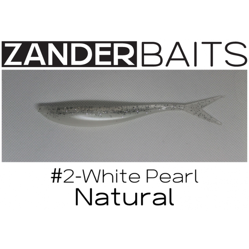 ZanderBaits silikona DROP SHOT māneklis V-Tail FAT 7’ 18cm #2-White Pearl Natural