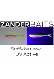 ZanderBaits silikona DROP SHOT māneklis V-Tail FAT 7’ 18cm #3-Watermelon UV Active