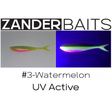 ZanderBaits silikona DROP SHOT māneklis V-Tail FAT 5.5’ 14cm #3-Watermelon UV Active