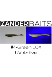 ZanderBaits silikona DROP SHOT māneklis V-Tail FAT 7’ 18cm #4-Green LOX UV Active