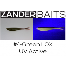 ZanderBaits silikona DROP SHOT māneklis V-Tail FAT 5.5’ 14cm vai 7’ 18cm #4-Green LOX UV Active