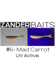 ZanderBaits silikona DROP SHOT māneklis V-Tail FAT 7’ 18cm #6-Mad Carrot UV Active