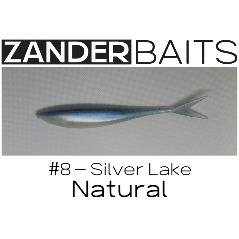 ZanderBaits silikona DROP SHOT māneklis V-Tail FAT 7’ 18cm #8-Silver Lake Natural