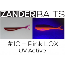 ZanderBaits silikona DROP SHOT māneklis V-Tail FAT 5.5’ 14cm #10-Pink LOX UV Active