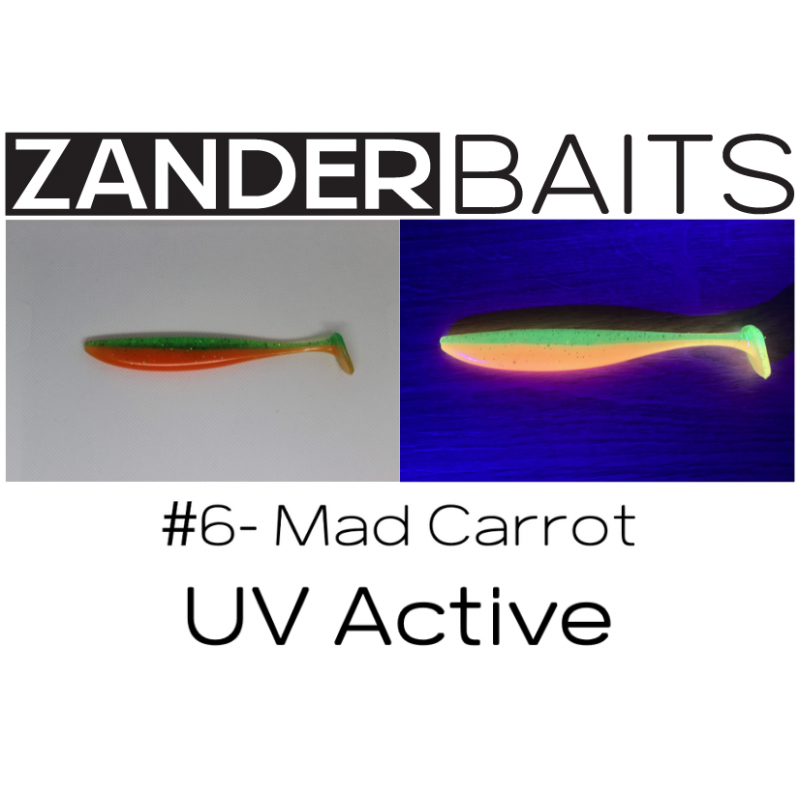 ZanderBaits silikona māneklis Zander Shaker 5’ 12,5cm #6-Mad Carrot UV Active